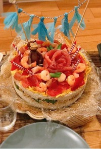 誕生日やひな祭り。ちらし寿司ケーキ