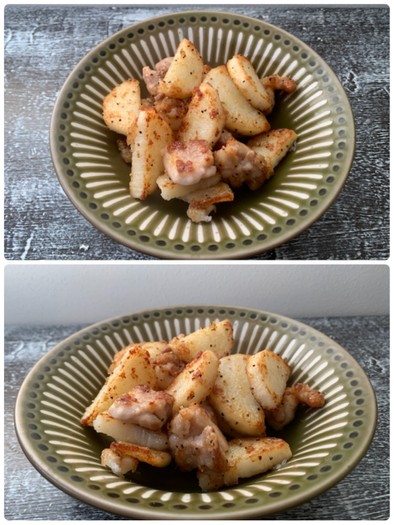 鶏肉と長いものガリバタ炒めの写真