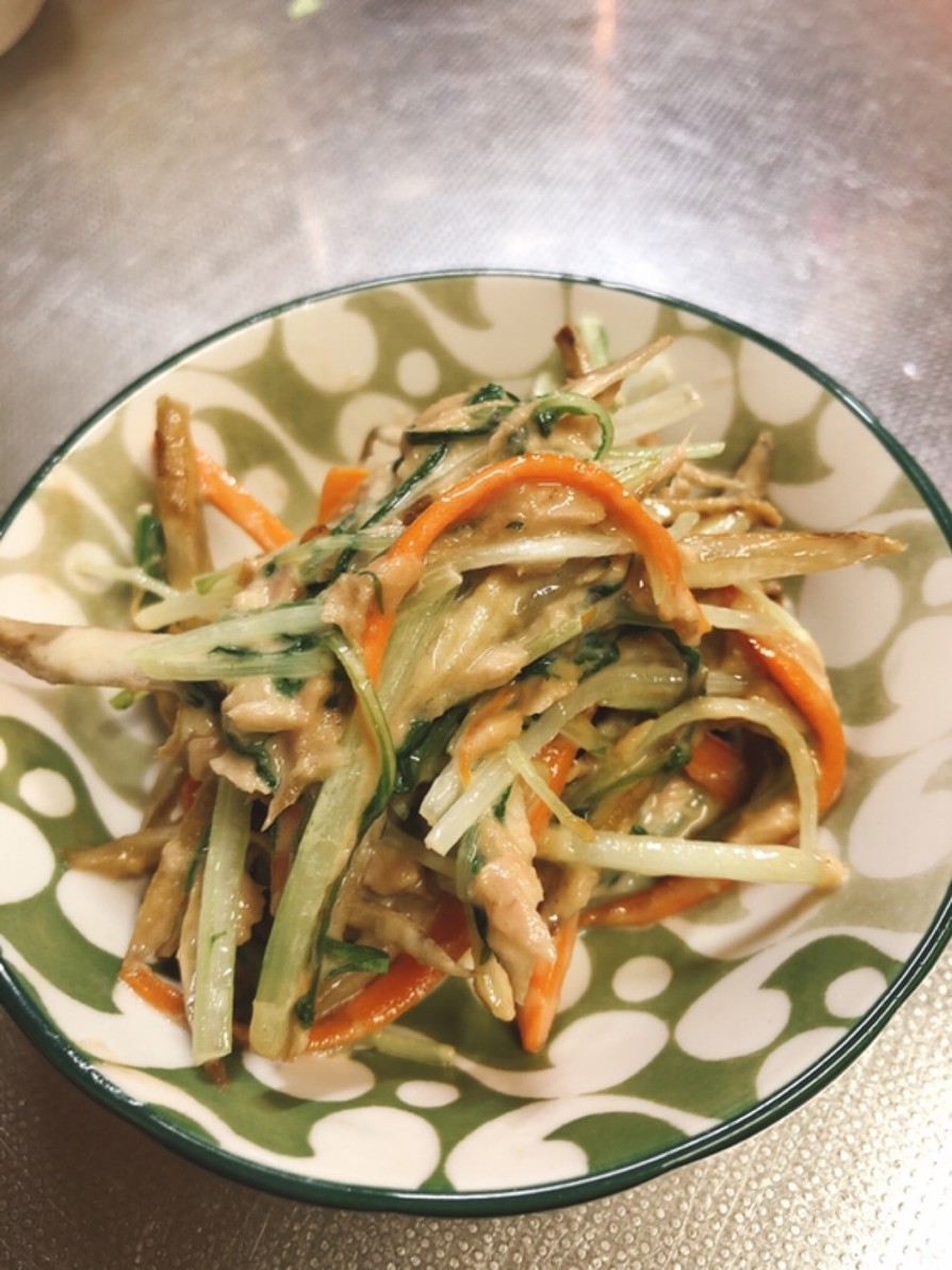 ゴボウと水菜のツナマヨ炒めの画像