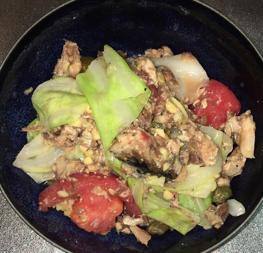 アンチョビと鯖水煮と温野菜のサラダの画像
