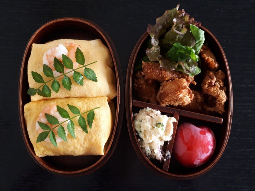 エビの茶巾寿司弁当の画像