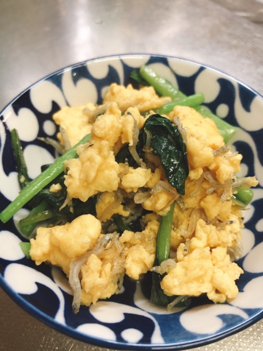 小松菜とちりめんの卵炒めの画像