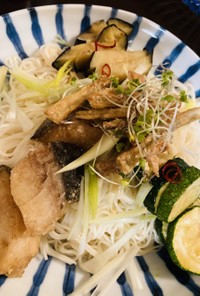 サクじゅわ〜☆夏野菜&魚揚ヘルシー素麺♪