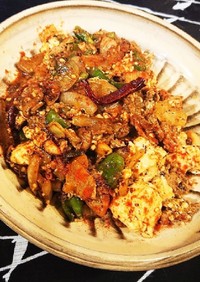麻婆風ラム肉と豆腐のソテー