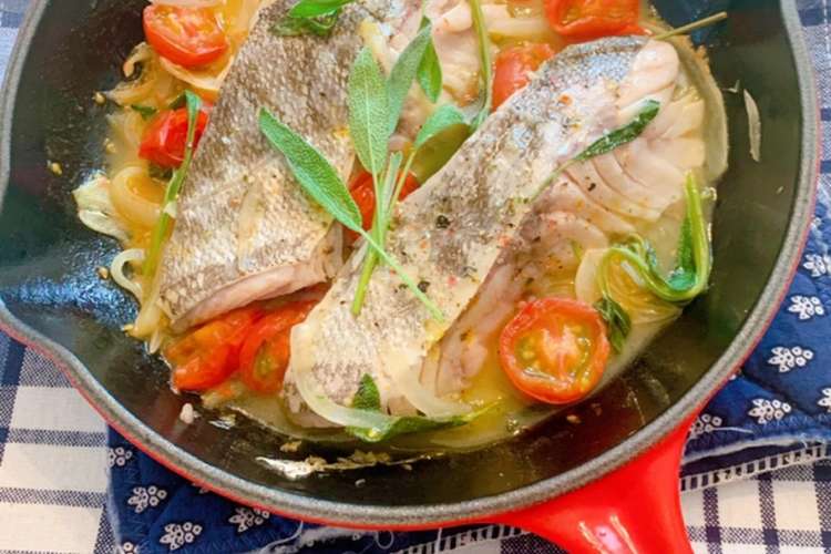 白身魚の白ワイン煮セージ風味 レシピ 作り方 By Jujukueche クックパッド 簡単おいしいみんなのレシピが365万品