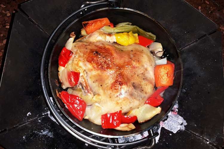 キャンプに 丸鶏のダッチオーブンと夏野菜 レシピ 作り方 By キャップのキッチン クックパッド