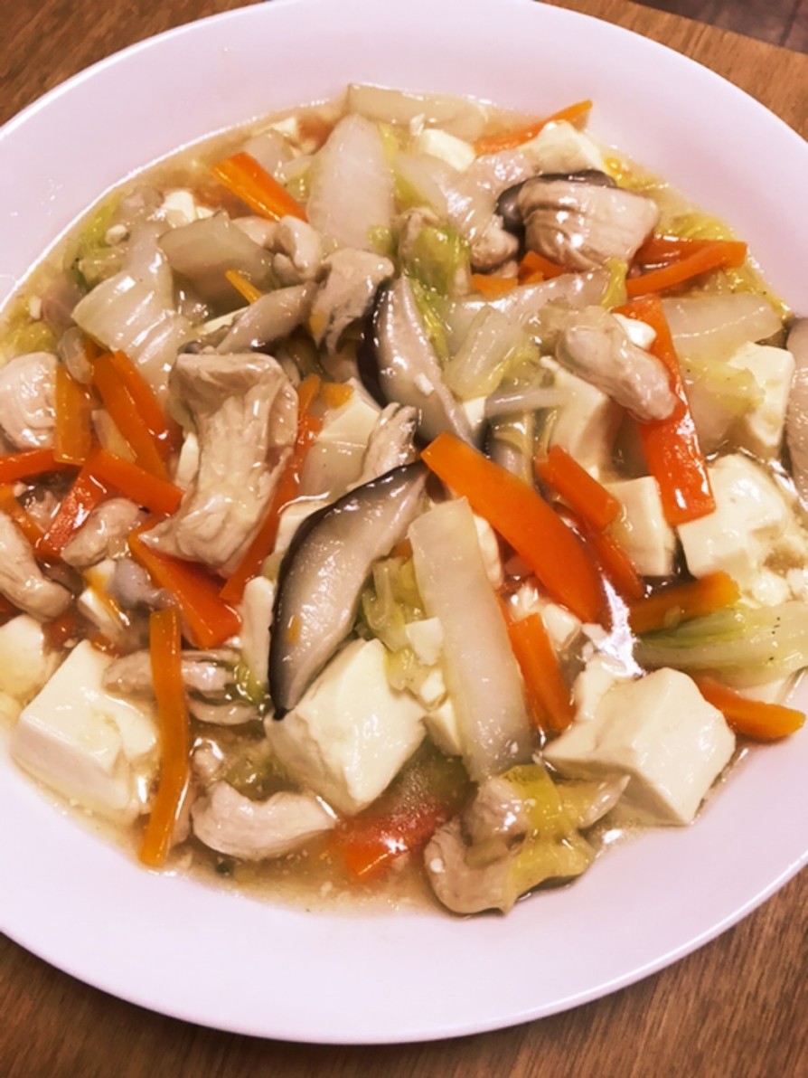 鶏胸肉と白菜椎茸豆腐のうま塩煮の画像