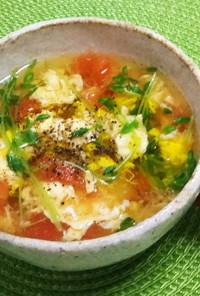 【簡単☆時短】ふわふわ卵とトマトのスープ