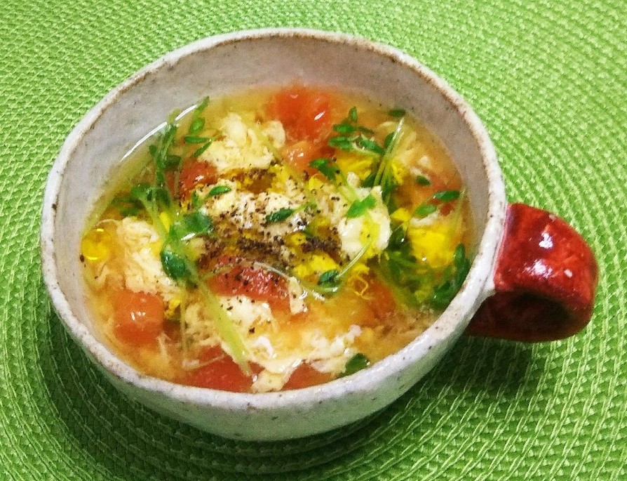【簡単☆時短】ふわふわ卵とトマトのスープの画像