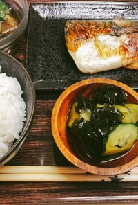 焼き鯖定食/夏野菜副菜