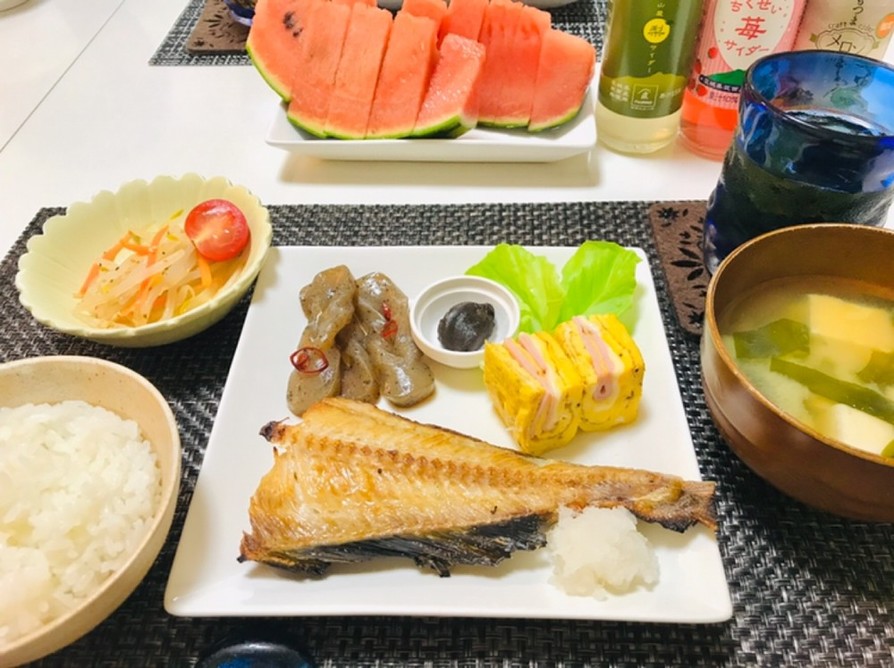 ホッケメインの和食ご飯・焼き魚夕飯献立の画像