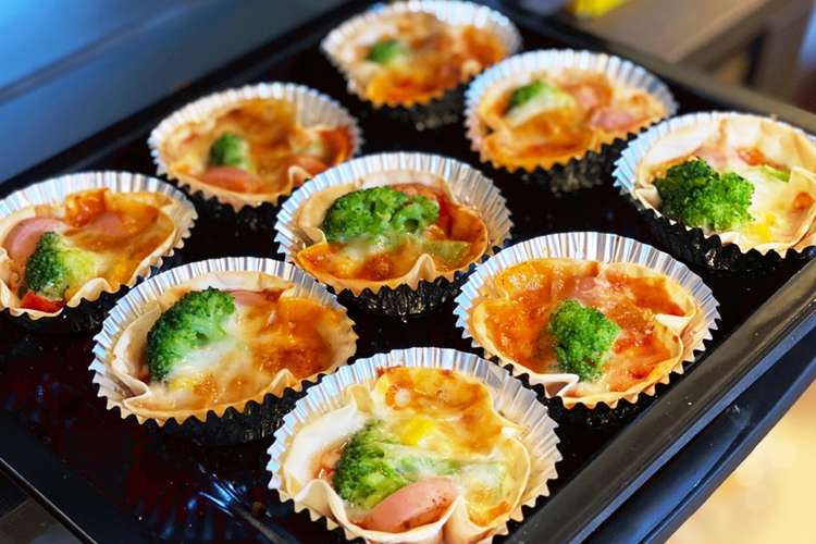 餃子の皮で簡単 お弁当用 ピザココット レシピ 作り方 By くるみもち クックパッド 簡単おいしいみんなのレシピが355万品