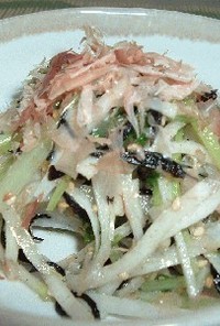 塩ふきひじき、大根、水菜のパリパリサラダ