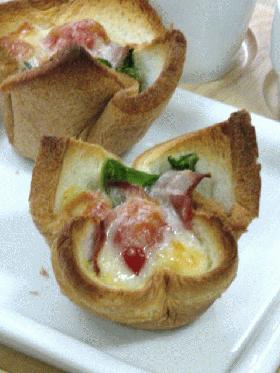 パン耳カップで簡単ぷちキッシュ☆