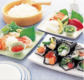 手巻き寿司の上手なのりの巻き方の画像