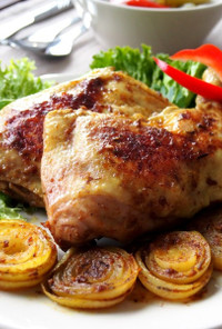 玉ねぎと鶏もも肉の自家製タンドリーチキン