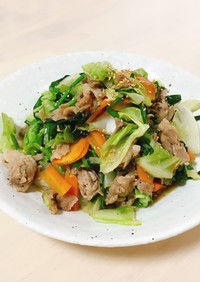 豚肉とキャベツとニラの中華炒め