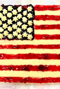アメリカ国旗のベイクドチーズケーキ