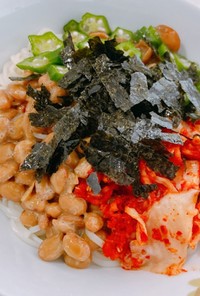 暑い夏に！納豆とオクラのネバネバ素麺