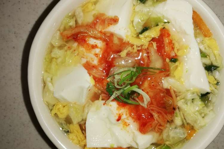 夜食にぴったりな簡単豆腐チゲ風スープ レシピ 作り方 By Mikimiki 彡 クックパッド