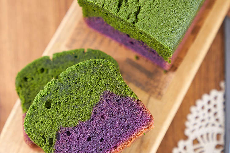 紫芋と抹茶パウンドケーキ レシピ 作り方 By Pook Dailydelicious クックパッド 簡単おいしいみんなのレシピが359万品