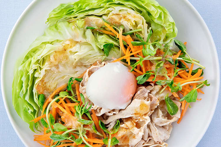 丸ごとキャベツと豚肉と半熟たまごのサラダ レシピ 作り方 By キユーピー野菜レシピ クックパッド 簡単おいしいみんなのレシピが354万品