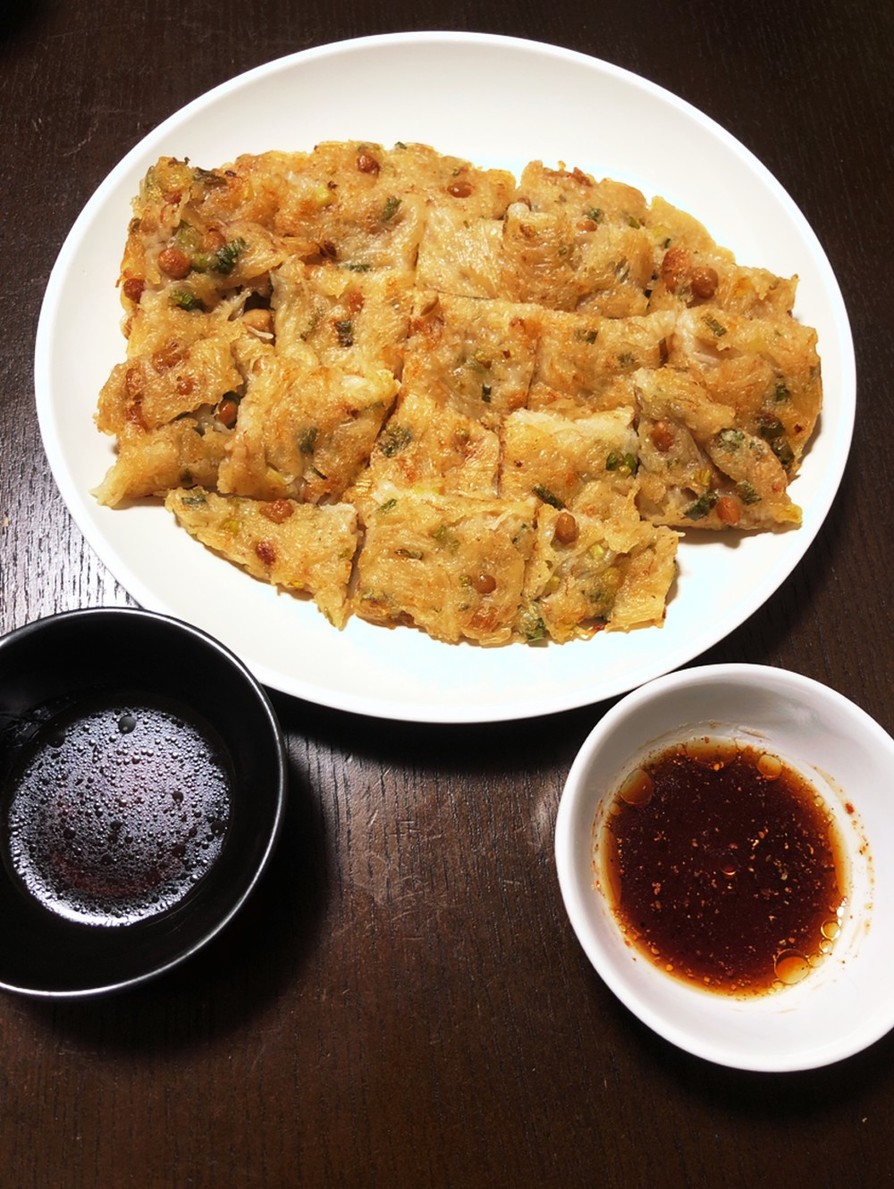 ☆余った素麺で☆もちもち納豆素麺チヂミ風の画像