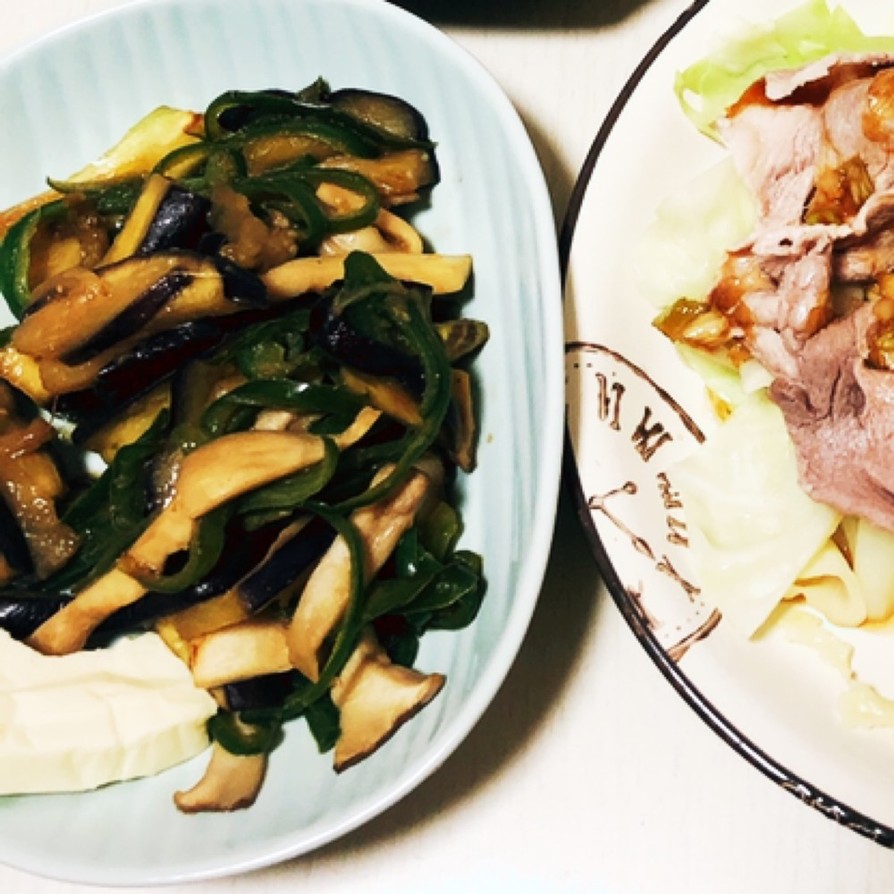 肉ナシ☆ナスとピーマンの生姜焼きの画像