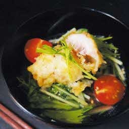 水菜と余りの天ぷらで簡単煮浸しの画像