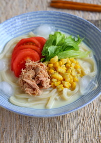 夏の白だしレシピ【豆乳サラダうどん】