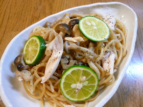 さっぱり和風☆すだちときのこの秋パスタ
