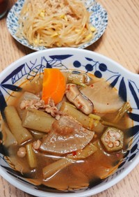 ずいきとオクラの牛肉スープ☆韓国猛暑対策
