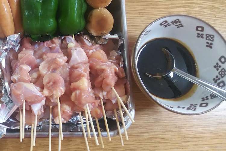 オーブンで焼く焼鳥の作り方 塩 たれ レシピ 作り方 By Miella クックパッド 簡単おいしいみんなのレシピが353万品