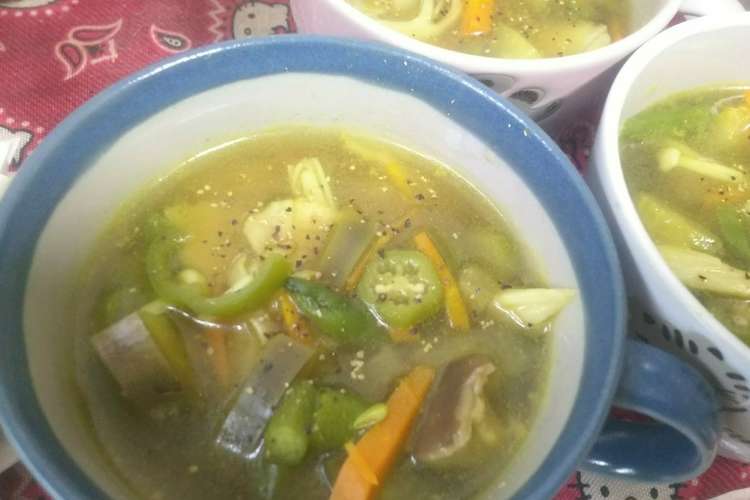 夏野菜ときのこたっぷりカレースープ レシピ 作り方 By まゆみきママ クックパッド
