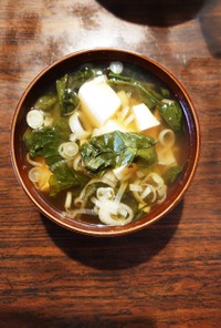 ほうれん草と豆腐の減塩醤油スープ