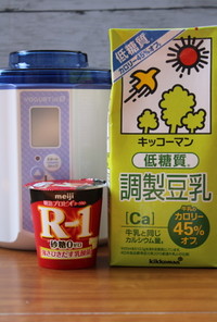 R-1砂糖0と低糖質調整豆乳でヨーグルト