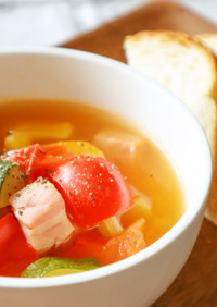 体に優しい簡単朝食。ベーコン野菜スープ