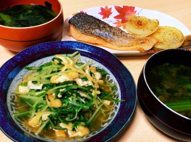 5分で☆水菜と揚げの煮浸しの写真