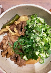 オクラ大量消費☆夏のさっぱり牛丼