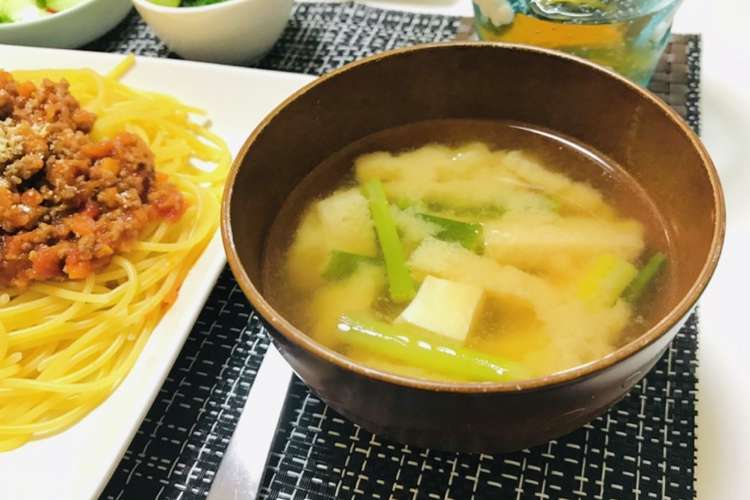 簡単ネギと油揚げと豆腐のお味噌汁 レシピ 作り方 By 体裁よく クックパッド