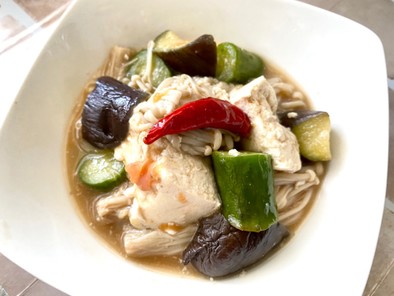 簡単ヘルシー☆豆腐と夏野菜の梅味噌煮の写真