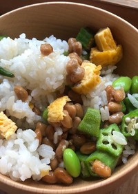 納豆と枝豆夏野菜のご飯
