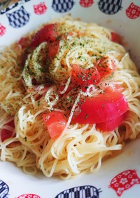 たまねぎドレッシングでトマトパスタ(冷）