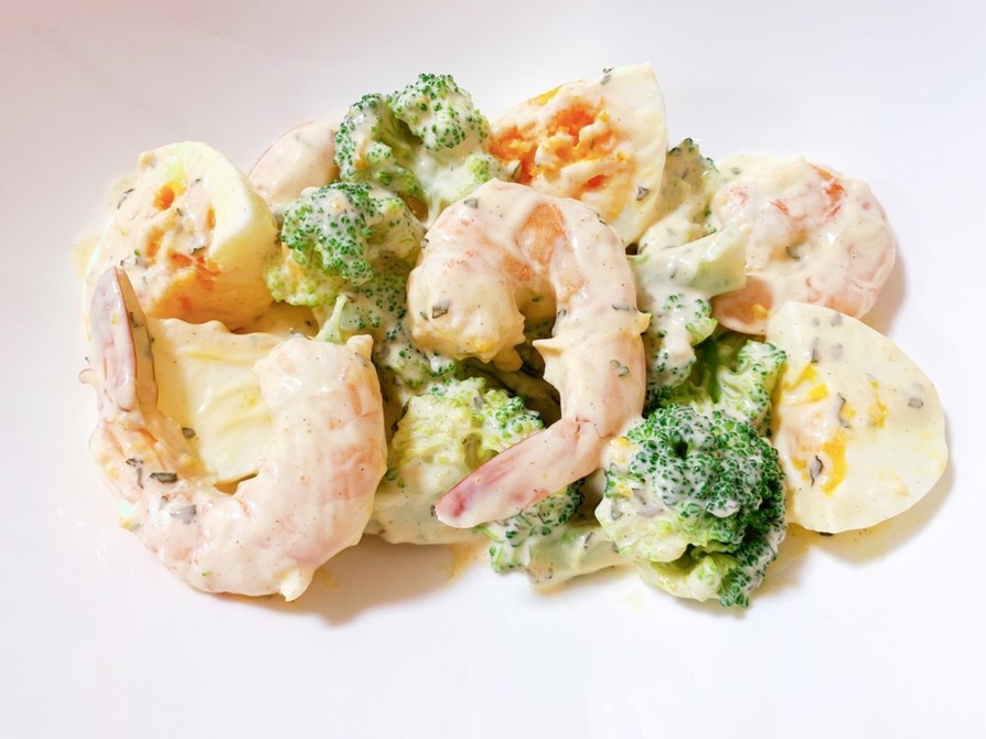 ダイエット　エビとブロッコリーの卵サラダの画像