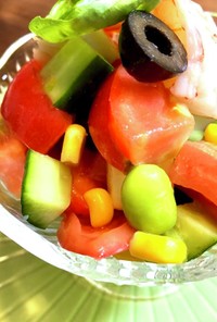 フレッシュ✨夏野菜とえびのダイスサラダ！