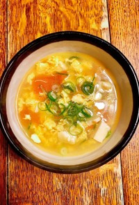 卵とトマトの酸味が効いた　ベジ中華スープ