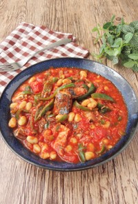 サバ缶と大豆のトマト煮