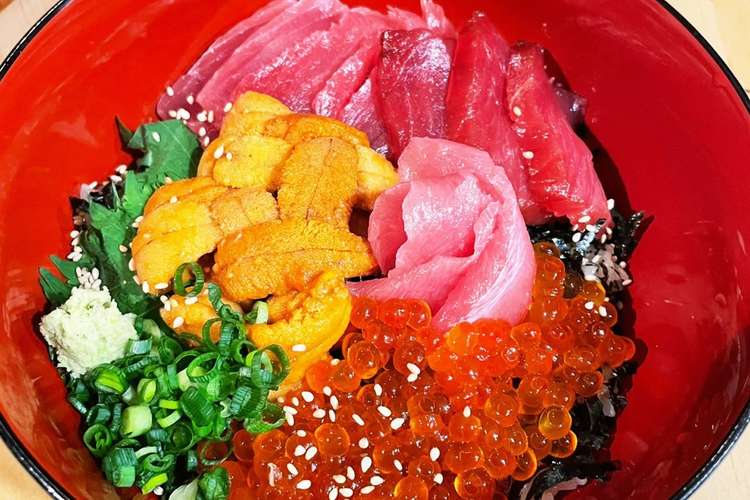 絶品 097 極上酢飯の究極三色海鮮丼 レシピ 作り方 By ノーシン クックパッド 簡単おいしいみんなのレシピが364万品