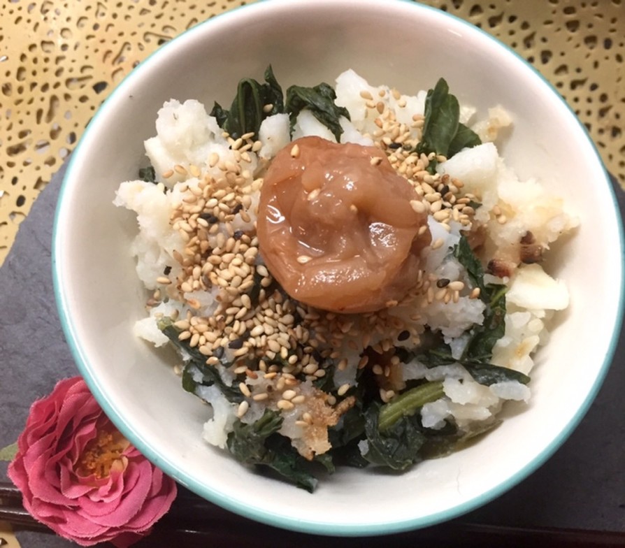 山芋と小松菜のダイエットスタミナ土鍋ご飯の画像