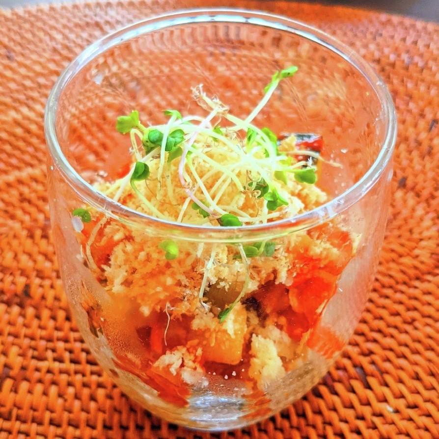 夏野菜のトマトソースのポテトクリームの画像